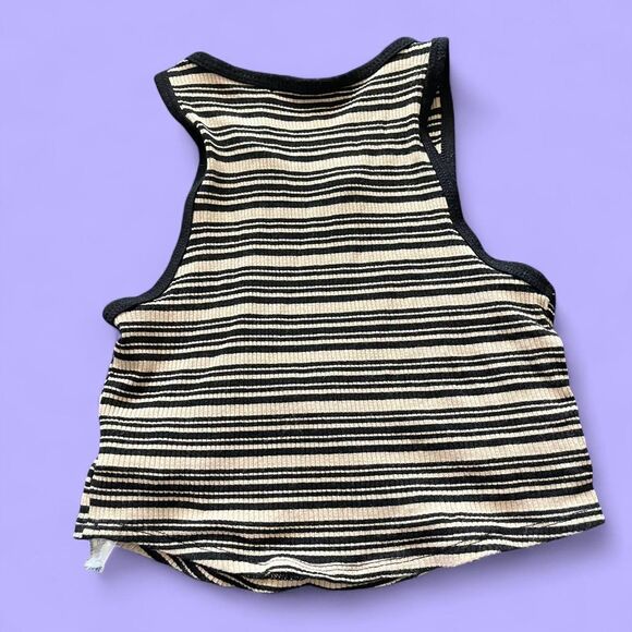 Forever 21 Black and cream striped cropped tank top - Picture 2 of 2